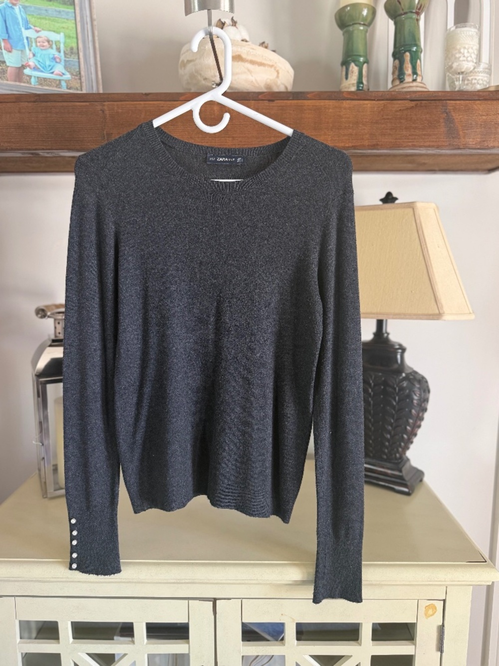 Zara Charcoal Gray Knit Sweater - Size Medium